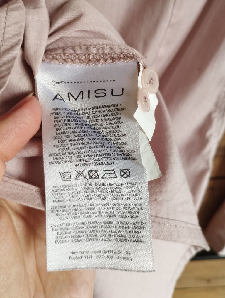 Amisu M koszula długi rękaw do pracy brudny róż
