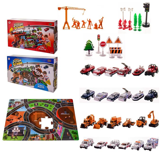 Игровой набор "Построй дорогу" коврик-пазл 24 шт, машинки, светофор.