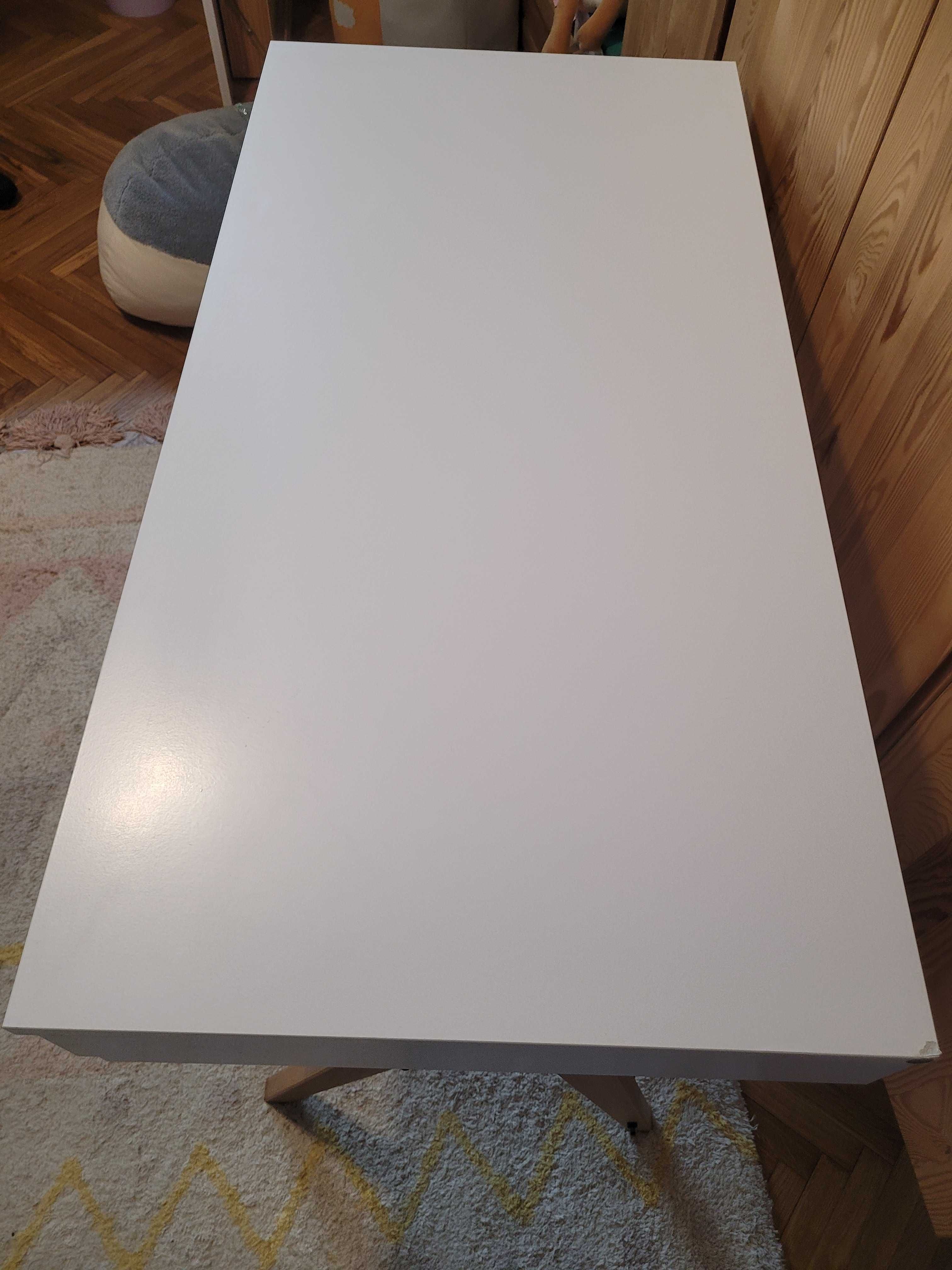 Klasyczne biurko MINKO Basic białe 100x50x65 + vintage krzesło