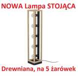NOWA Stylowa Drewniana Lampa STOJĄCA podłogowa Elgort Czarna 5 żarówek