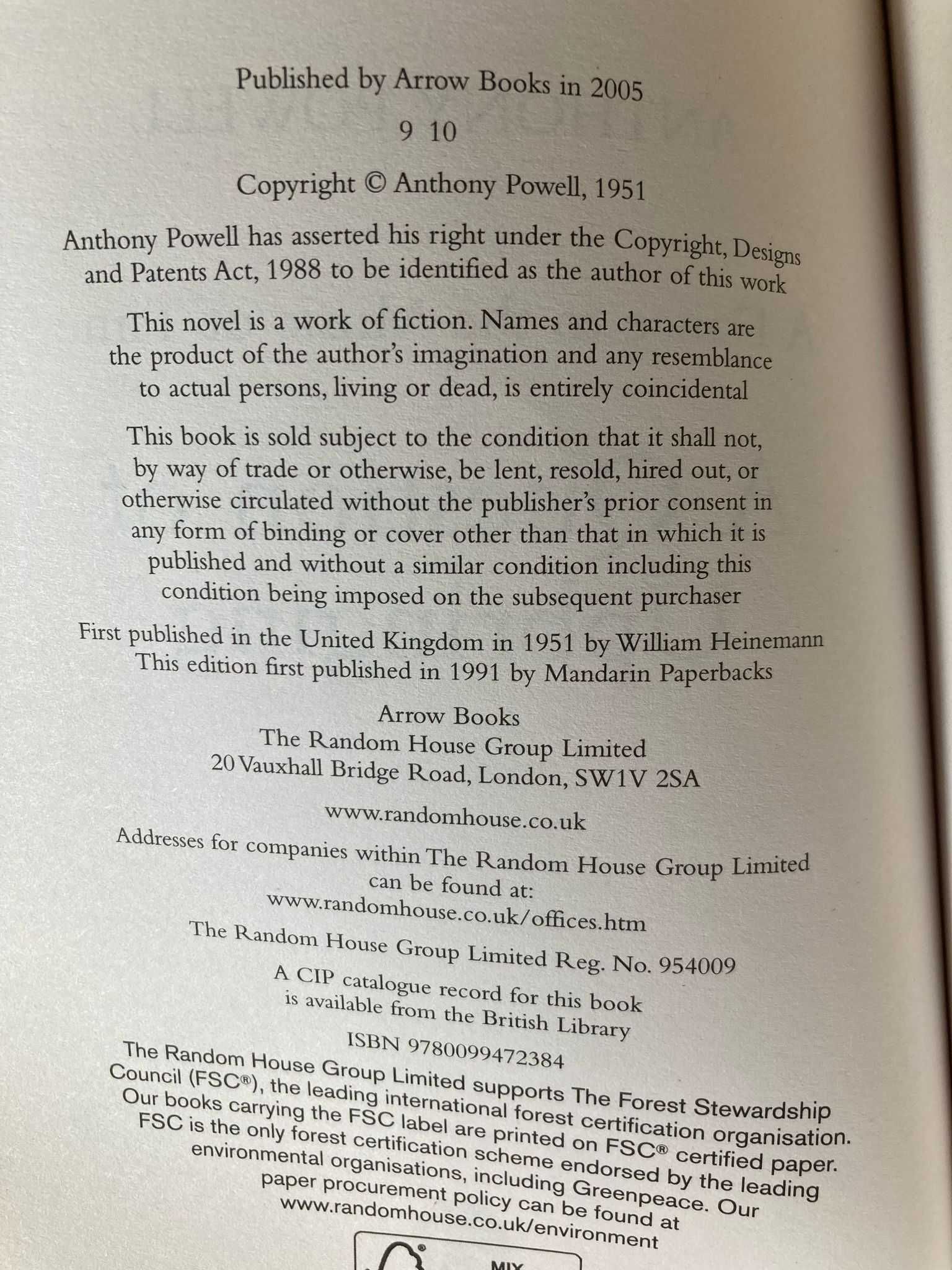 A Question of Upbringing, by Anthony Powell