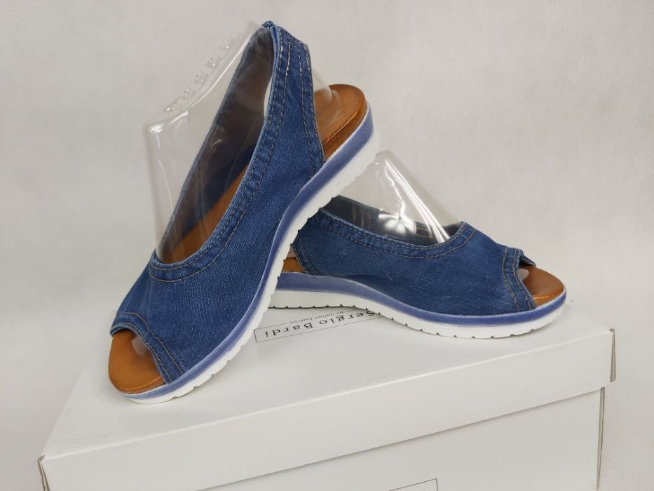 Sandały SERGIO BARDI jeansowe dżins niebieskie 37 platforma