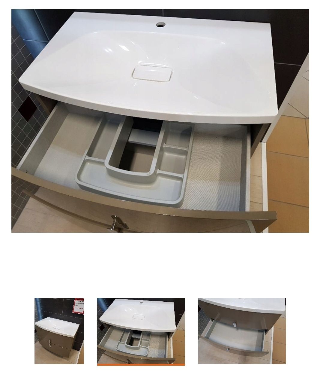 Umywalka 80 cm z szafką wygięta Elite + bateria
