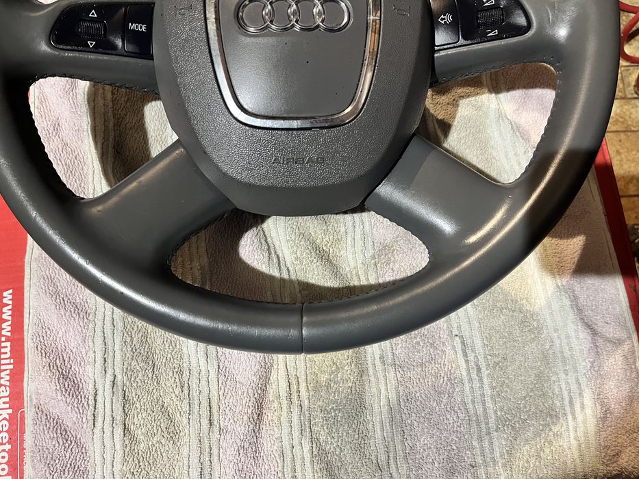 Kierownica z poduszką do Audi A4 B6, B7, beżowa, A6 C6, Q7, łopatki