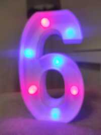 Lampka na baterie do pokoju dziecięcego sześć szóstka urodzinowa cyfra