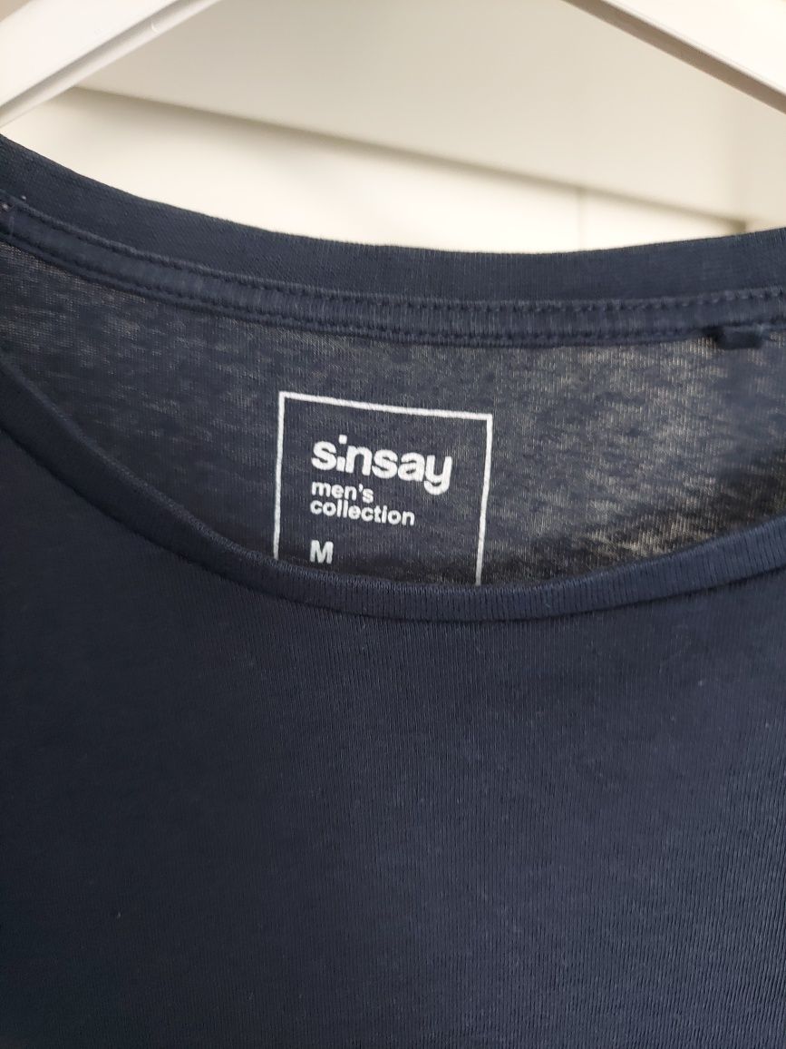 Granatowy t-shirt męski M Sinsay basic klasyczny