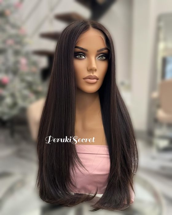 Peruka włos naturalny europejski brąz poziom 4