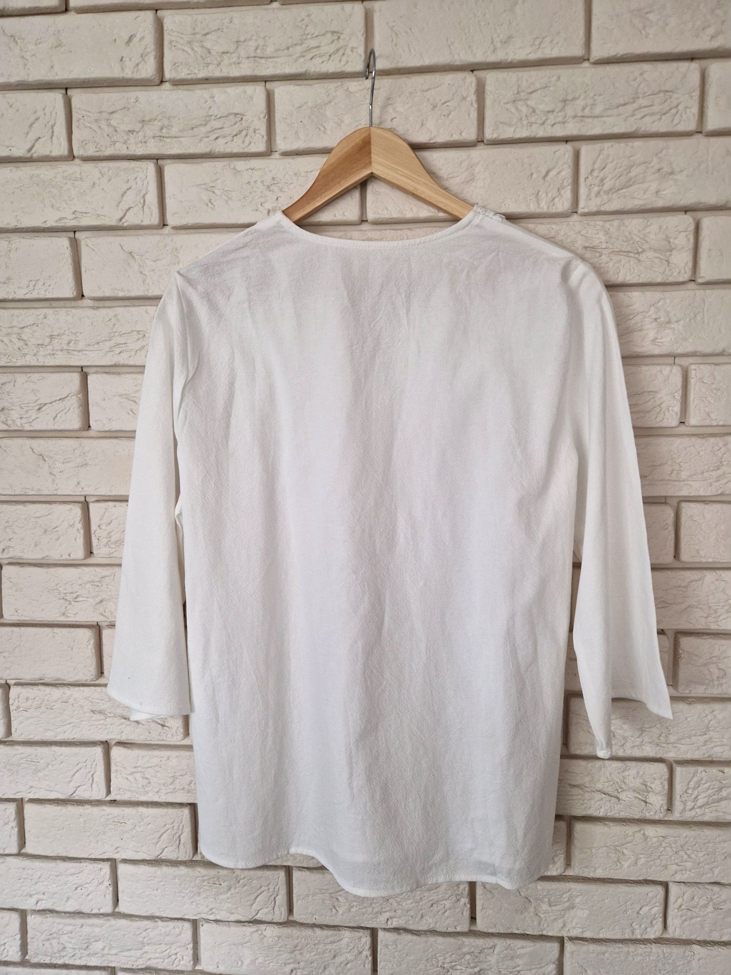 Haftowana biała bluzka koszula boho retro casual 100% bawełna 42 XL