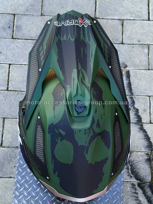 Шолом кросовий EXDRIVE KHAKI мотошолом ендуро шлем кроссовый мотошлем