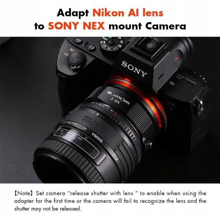Adapter Nikon AI na Sony E-mount Nex K&F Concept wersja PRO
