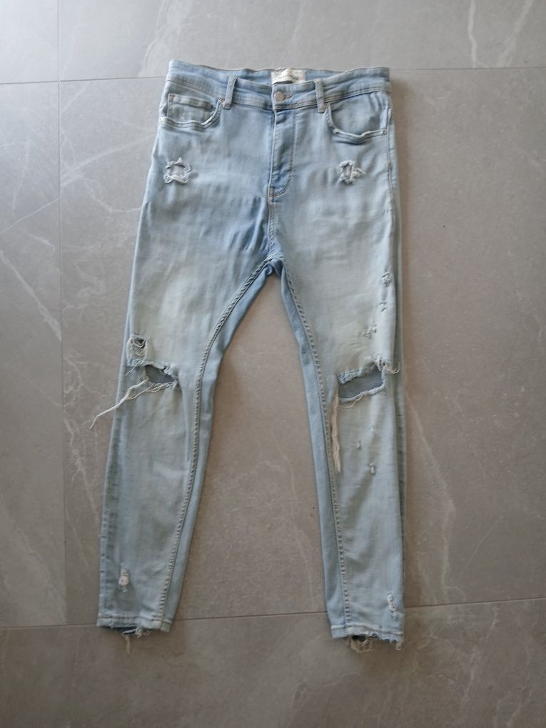 Calça azul skinny baratas