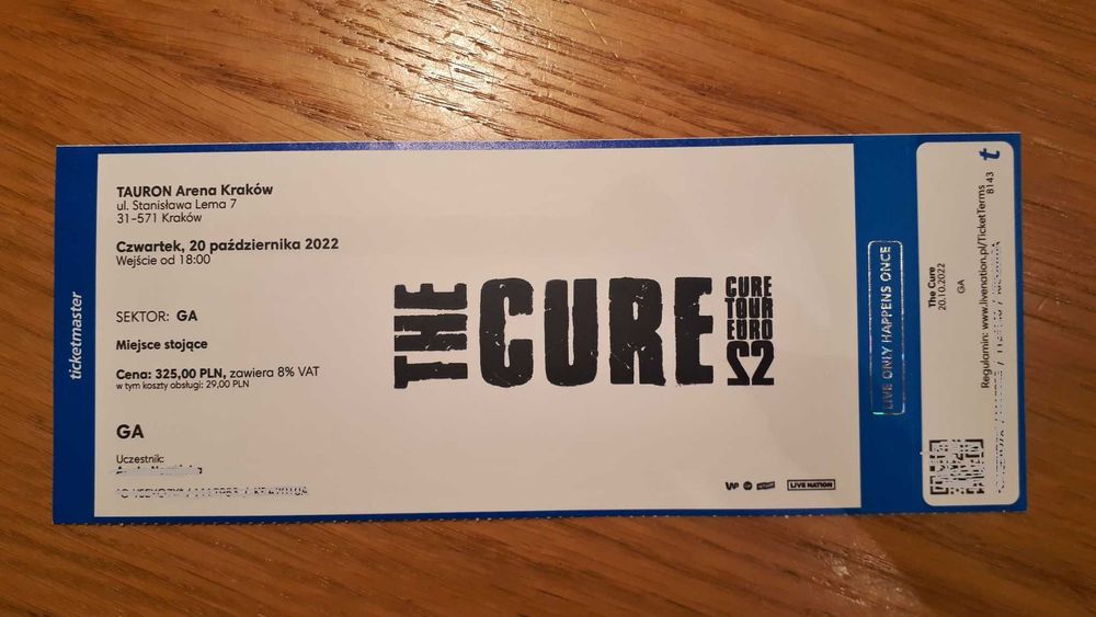 sprzedam bilet na koncert THE CURE Kraków Tauron Arena 20.10.2022