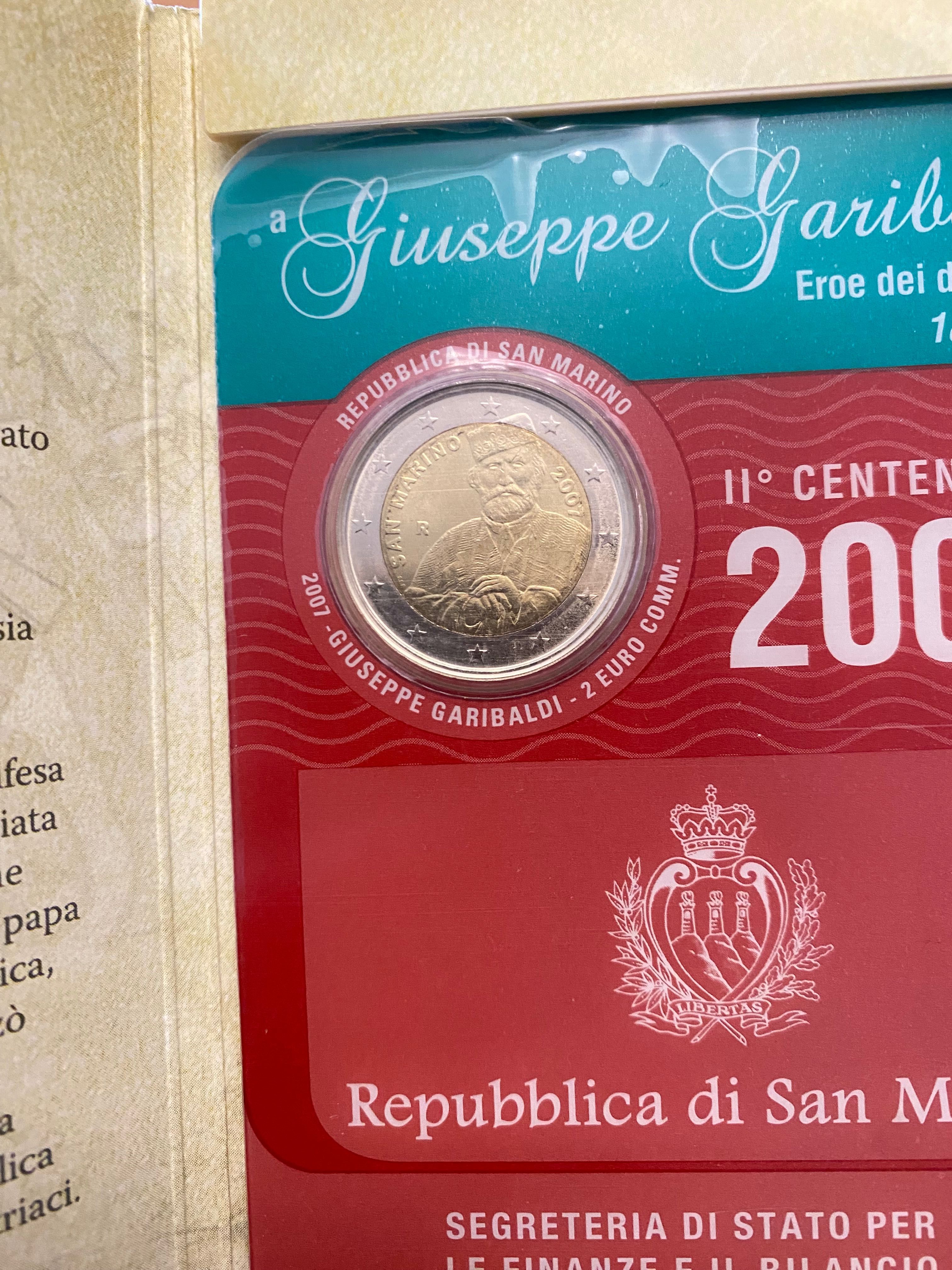 Moeda 2€ comemorativa San Marino 2007 Giuseppe Garibaldi