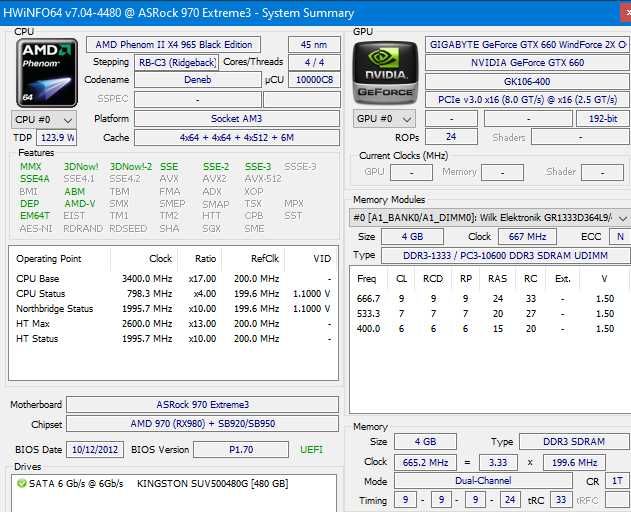 Komputer stacjonarny AMD X4 3.4.GHz GeForce GTX 660 8GB 480GB SSD