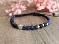 Bransoletka kamienie Szafir, Lapis Lazuli, Onyks, Kamień Księżycowy
