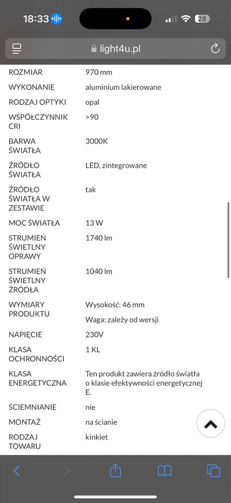 kinkiet 97 cm SET RAW mini move LED 3000K AQFORM