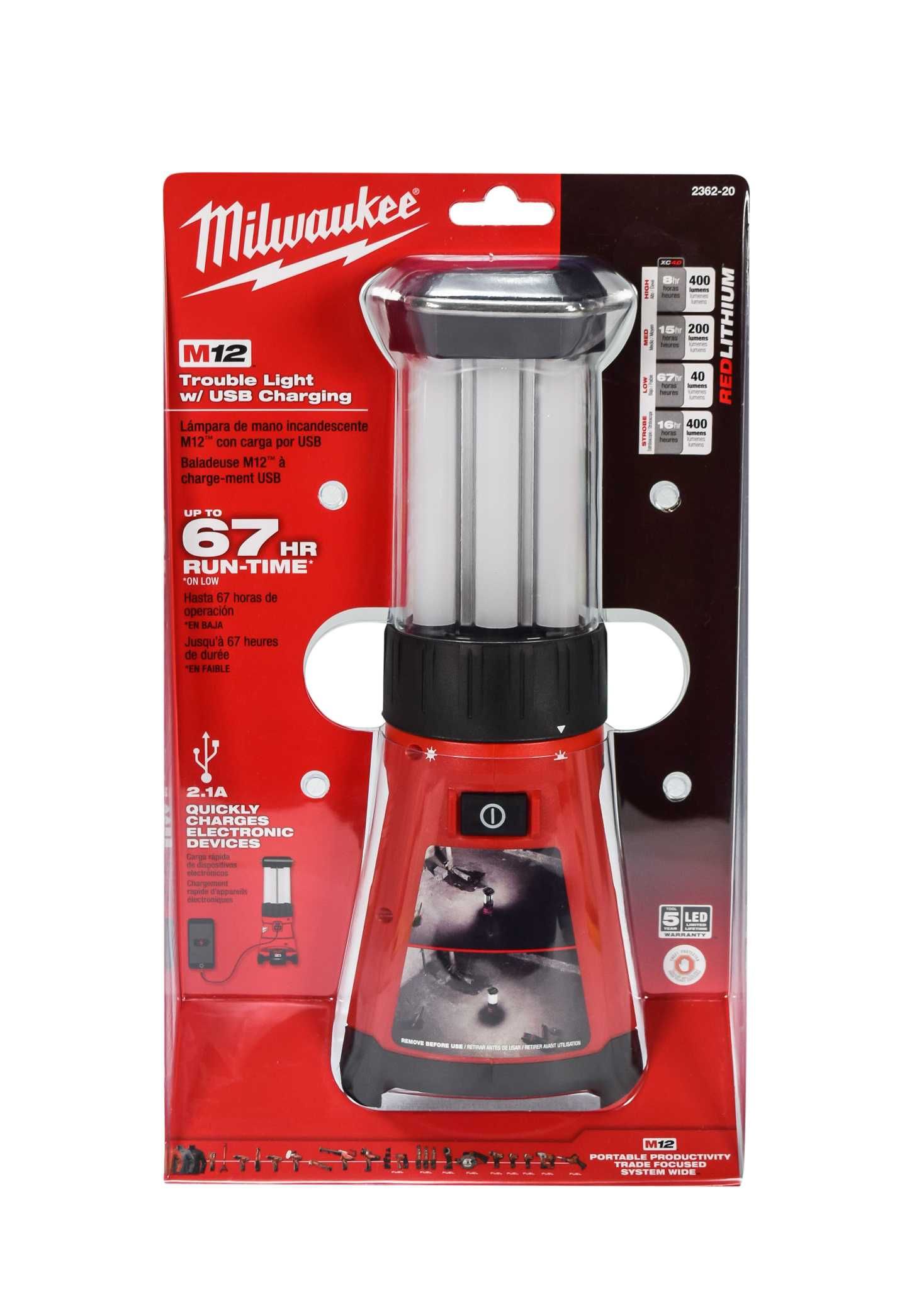 Ліхтар Milwaukee M12 Trouble Light w/USB Charging 400L (2362-20)
