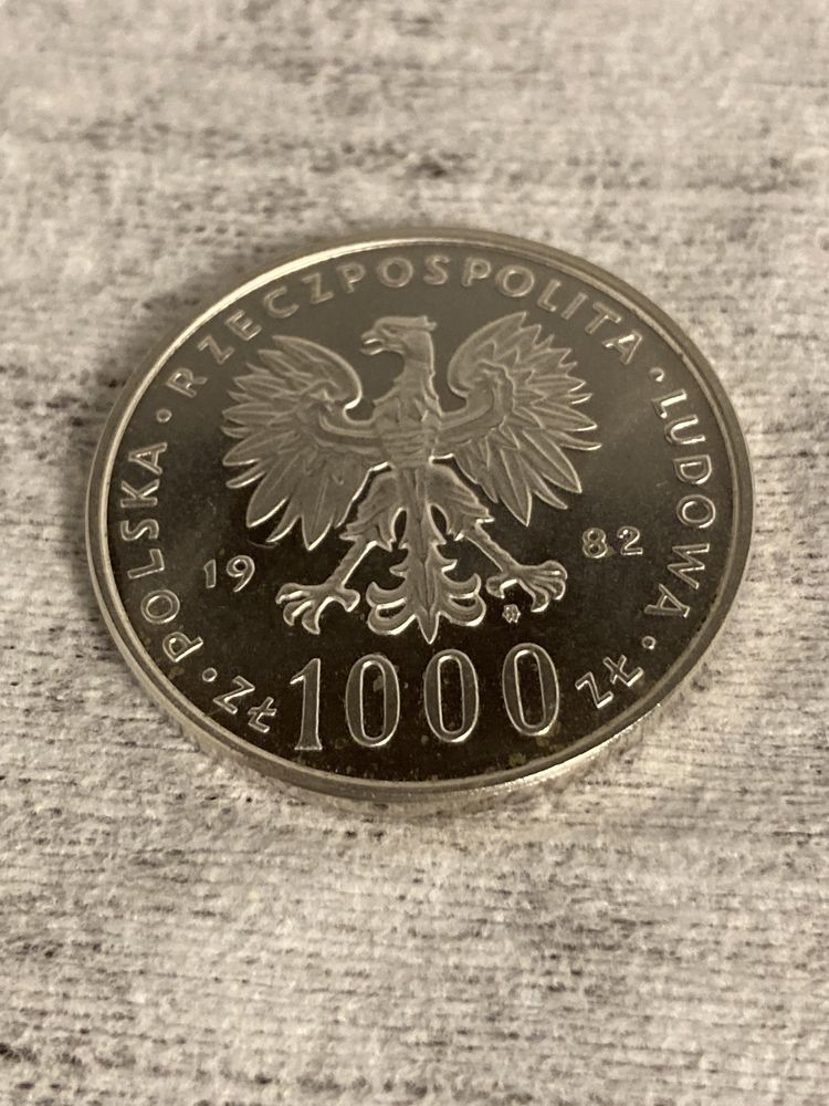 Moneta srebrna 1 000 złotych Jan Paweł II 1982 r lustrzanka