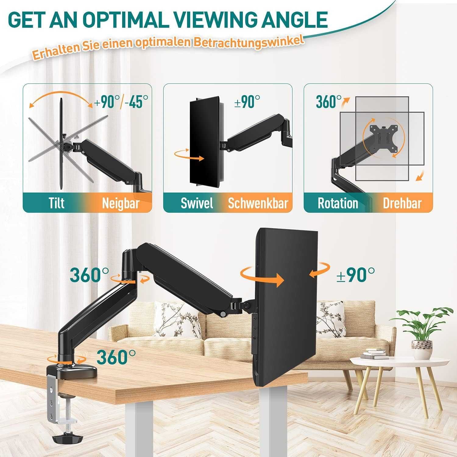 Uchwyt biurkowy do monitora 13" do 34 do 9kg ELIVED