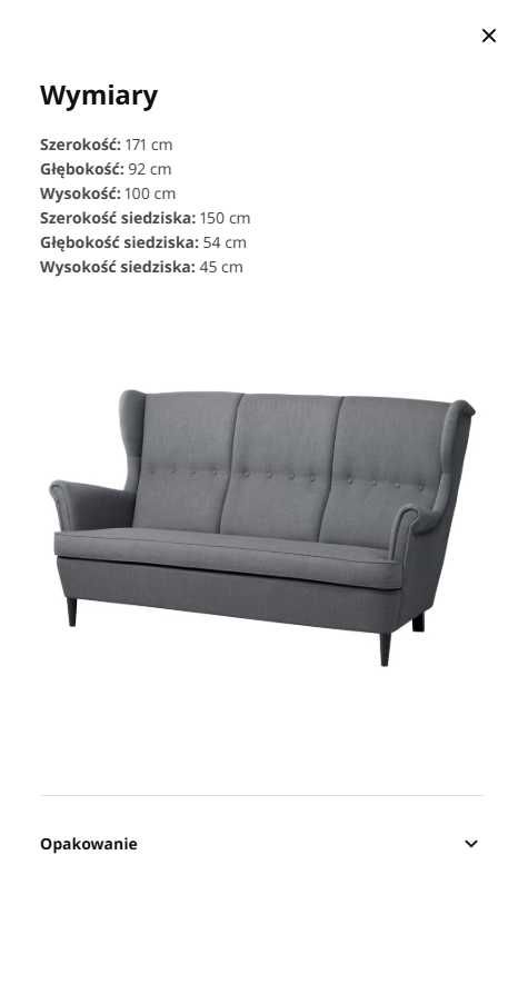 Sofa 3-osobowa, Nordvalla ciemnoszary