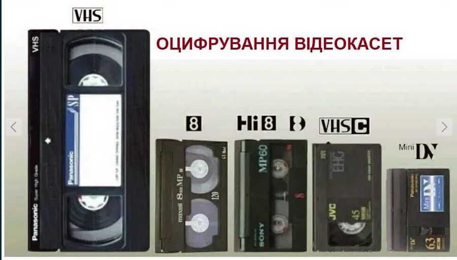 Оцифрування, реставрація відео VHS, VHS-C, Video8, Hi8, MiniDV