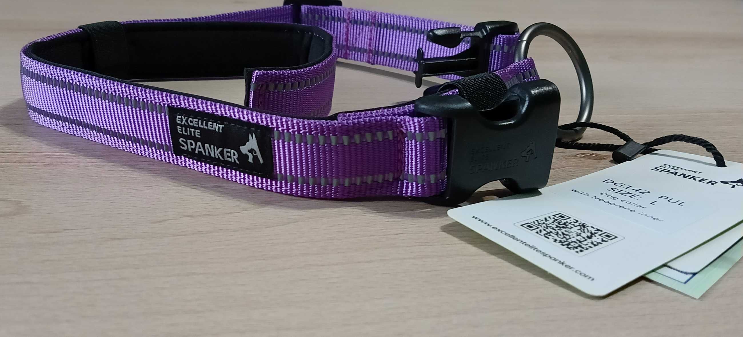 Obroża dla psa Odblaskowa Regulowana zapięciem L Fioletowa