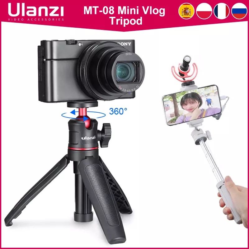 Mini tripé para câmaras | Selfie stick ulanzi mt-08 SELADO