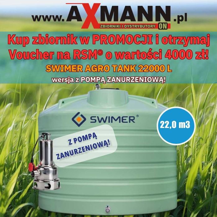 SWIMER Tank Agro OPTIMUM 22000 litrów + VOUCHER NA RSM 4000zł + POMPA