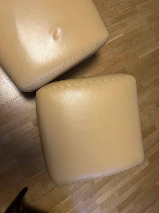 Komplet wypoczynkowy skóra sofa pufy fotele Alberto Nieri Kler beżowy