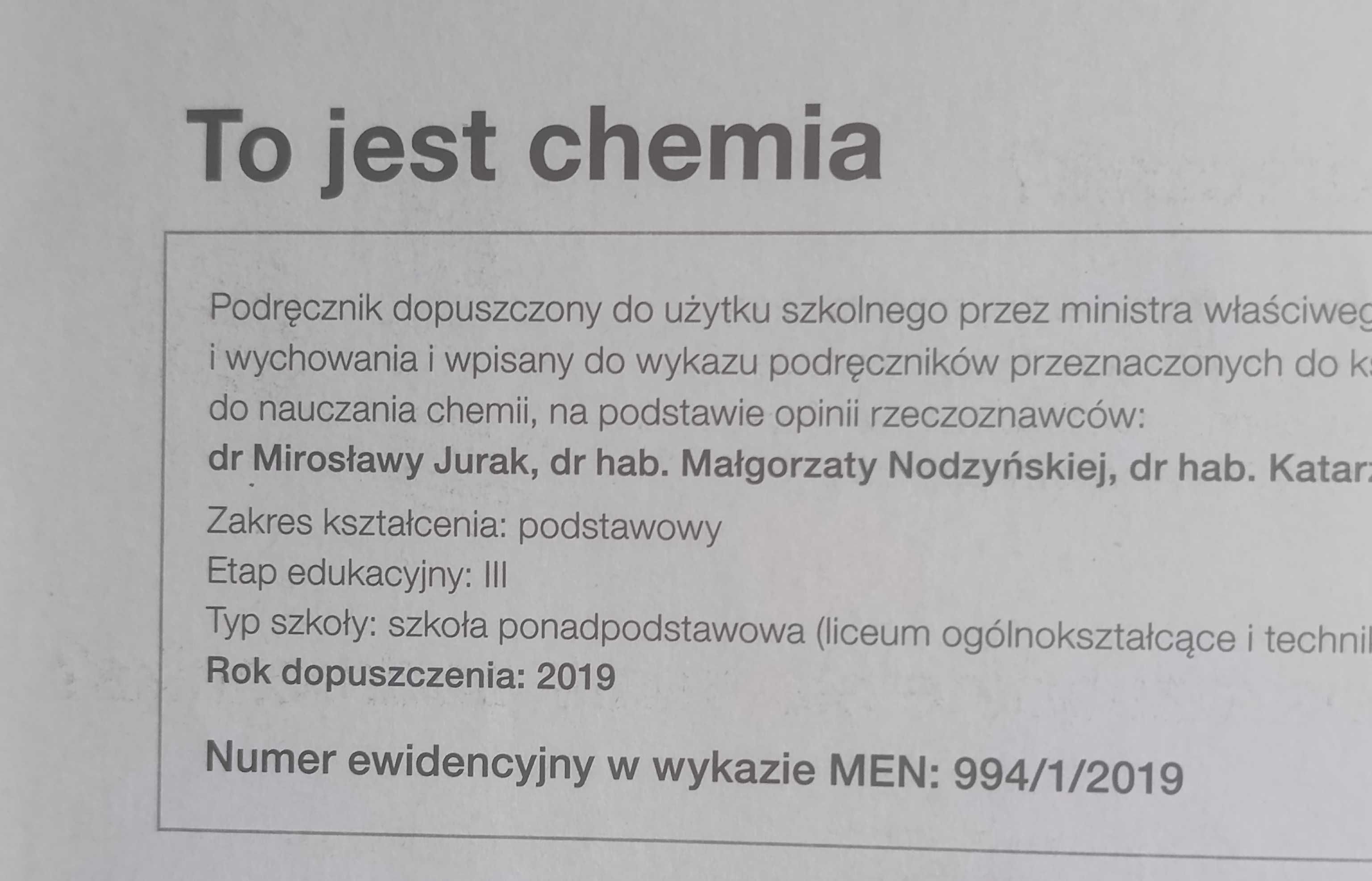 To jest chemia 1 zakres podstawowy