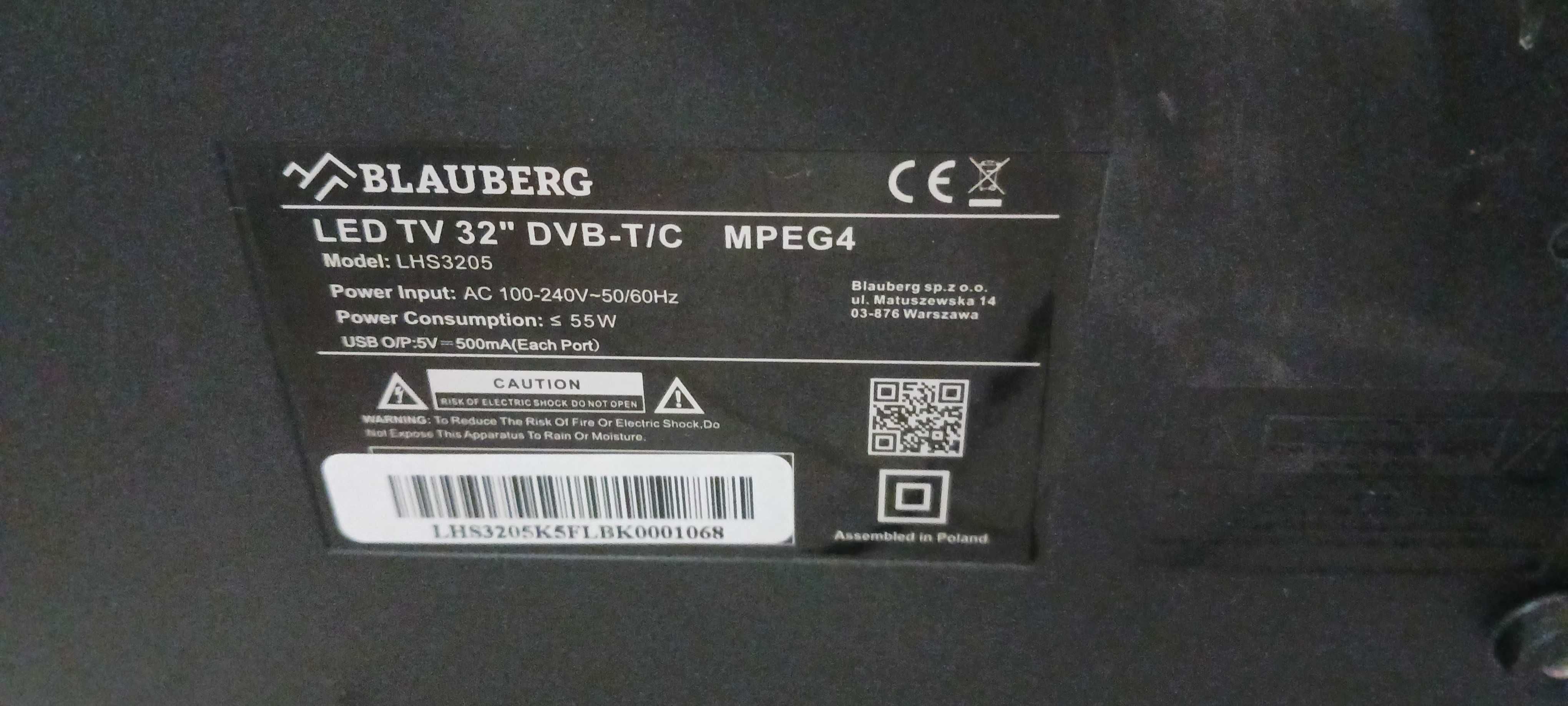Blauberg LED TV 32 plus dekoder, przystawka MANTA
