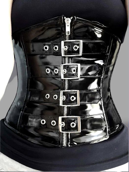 czarny gorset gotycki zapinany regulowany steampunk lolita goth alt