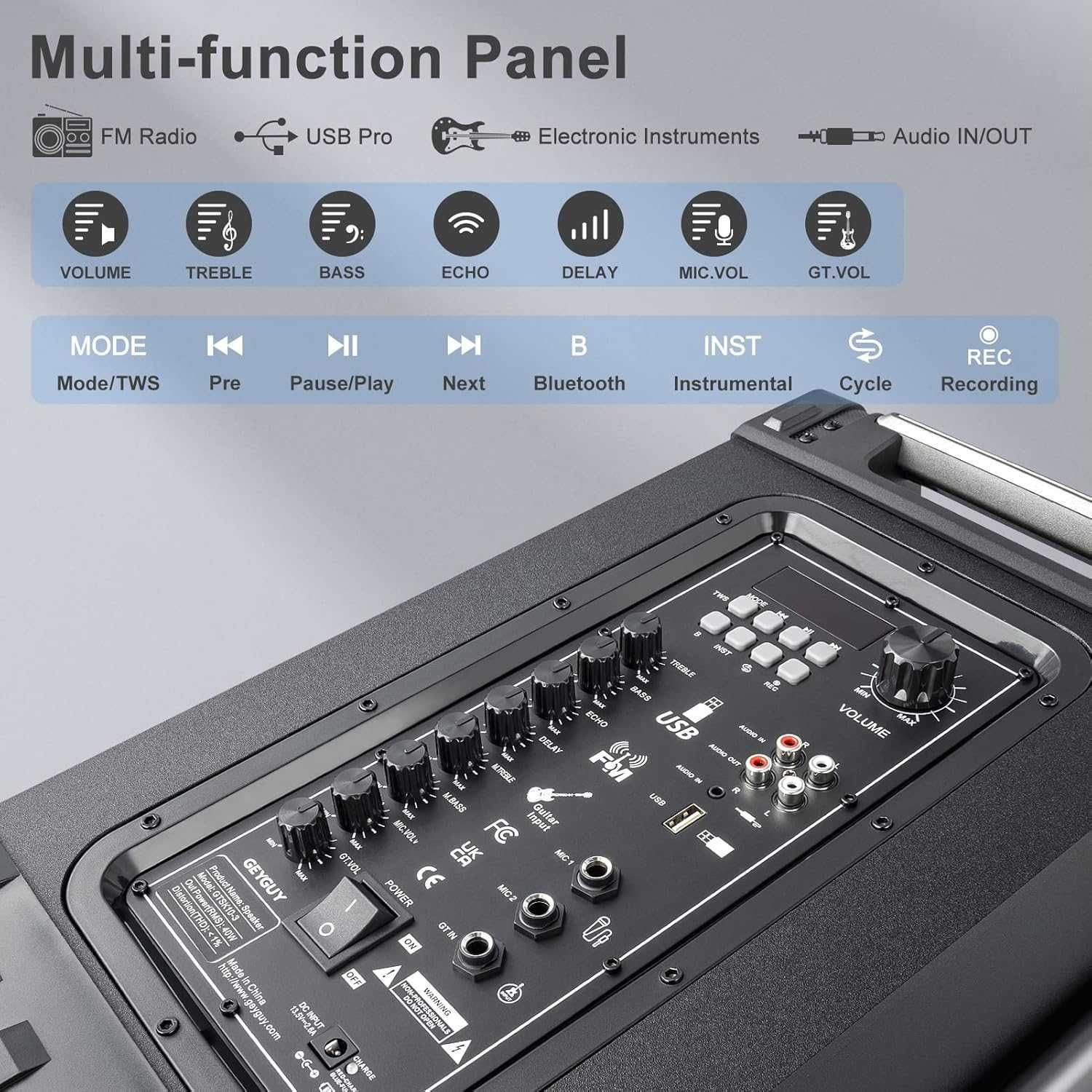 Głośnik Bluetooth KARAOKE GEYGUY GTSK10-3 2x Mikrofony