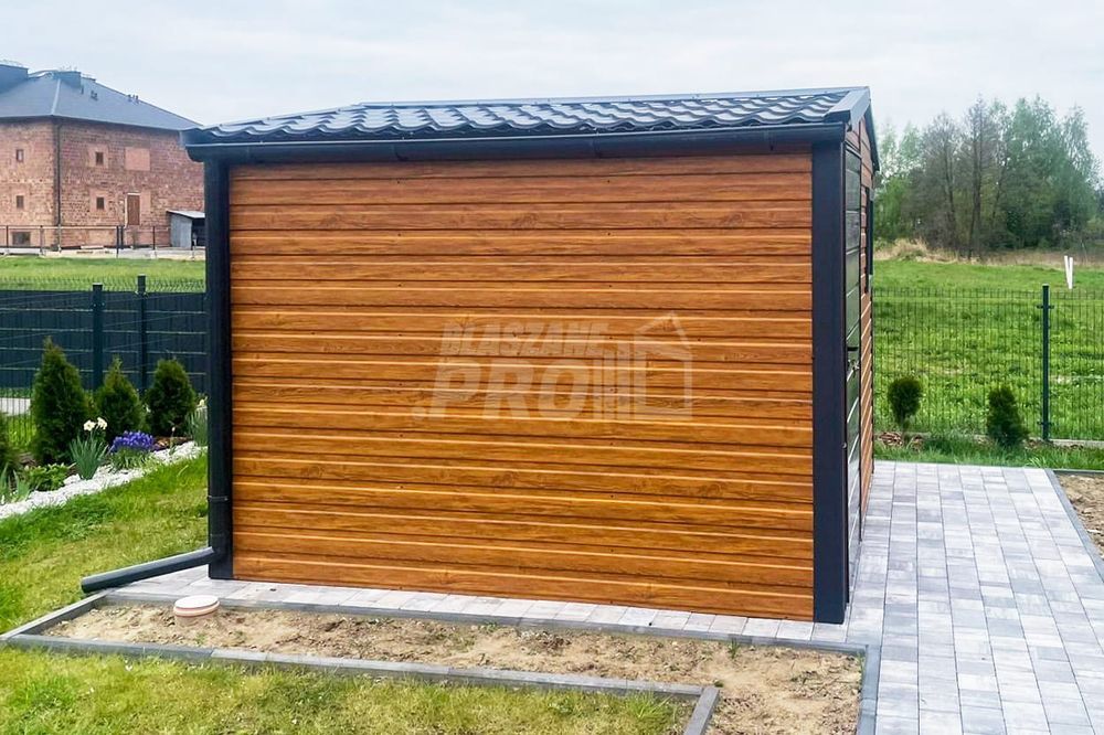 Domek Ogrodowy 3x3m Okno Blachodachówka Rynny Czarny Dwuspadowy GP366