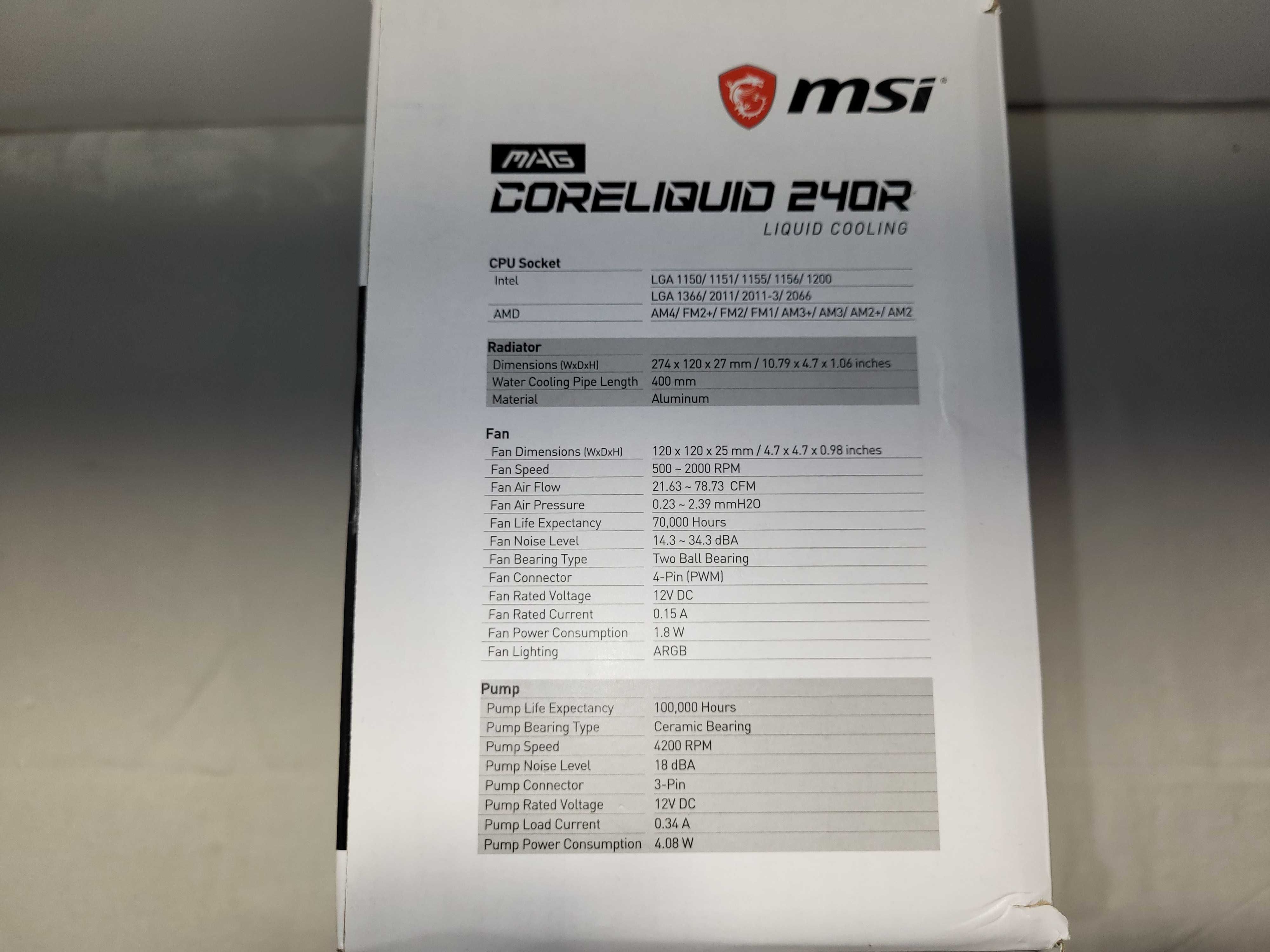 MSI Chłodzenie procesora MAG Core Liquid 240R