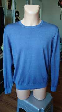 René Lezard sweterek męski S/M rozciągliwy niebieski
