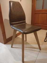 Krzesło dębowego do toaletki wąskie skóra naturalna