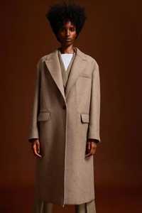 Нове коричневе бежеве оверсайз пальто шерстяне h&m premium