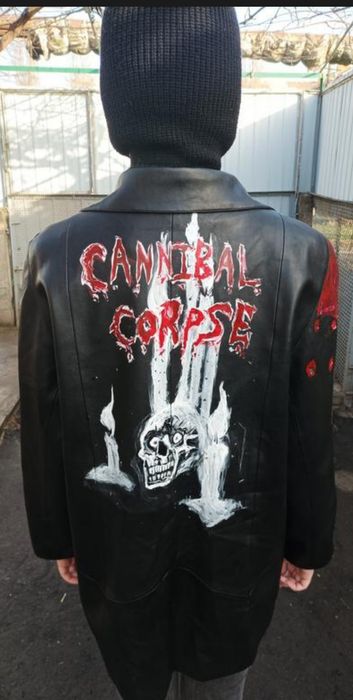 Кастомний кожаный плащ рок металл, canibal corpse