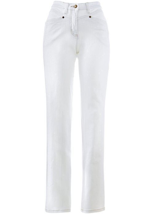 bonprix białe jeansy damskie proste ze stretchem 40-42