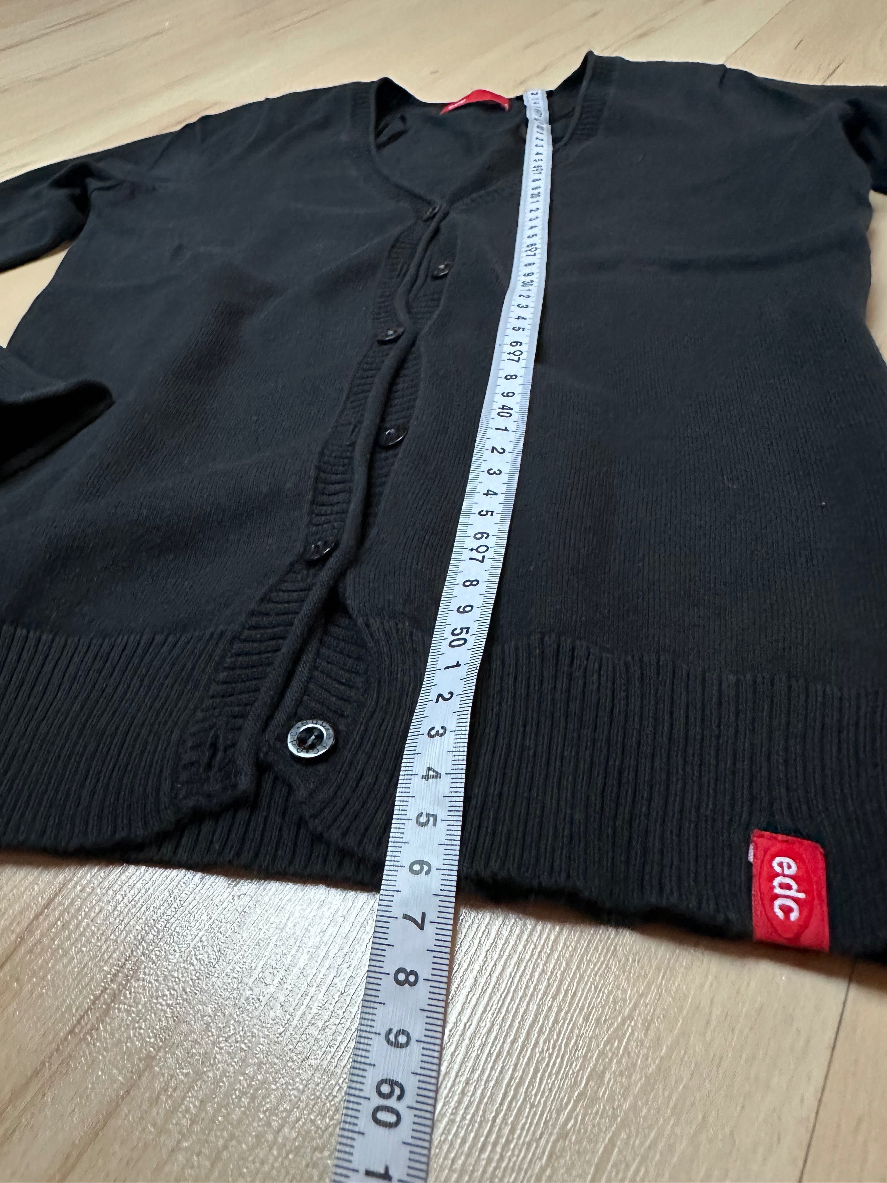 EDC by esprit bawełniany sweter guziki czarny granat damski v neck