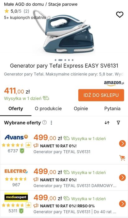 Tefal SV6131 Express Easy generator pary