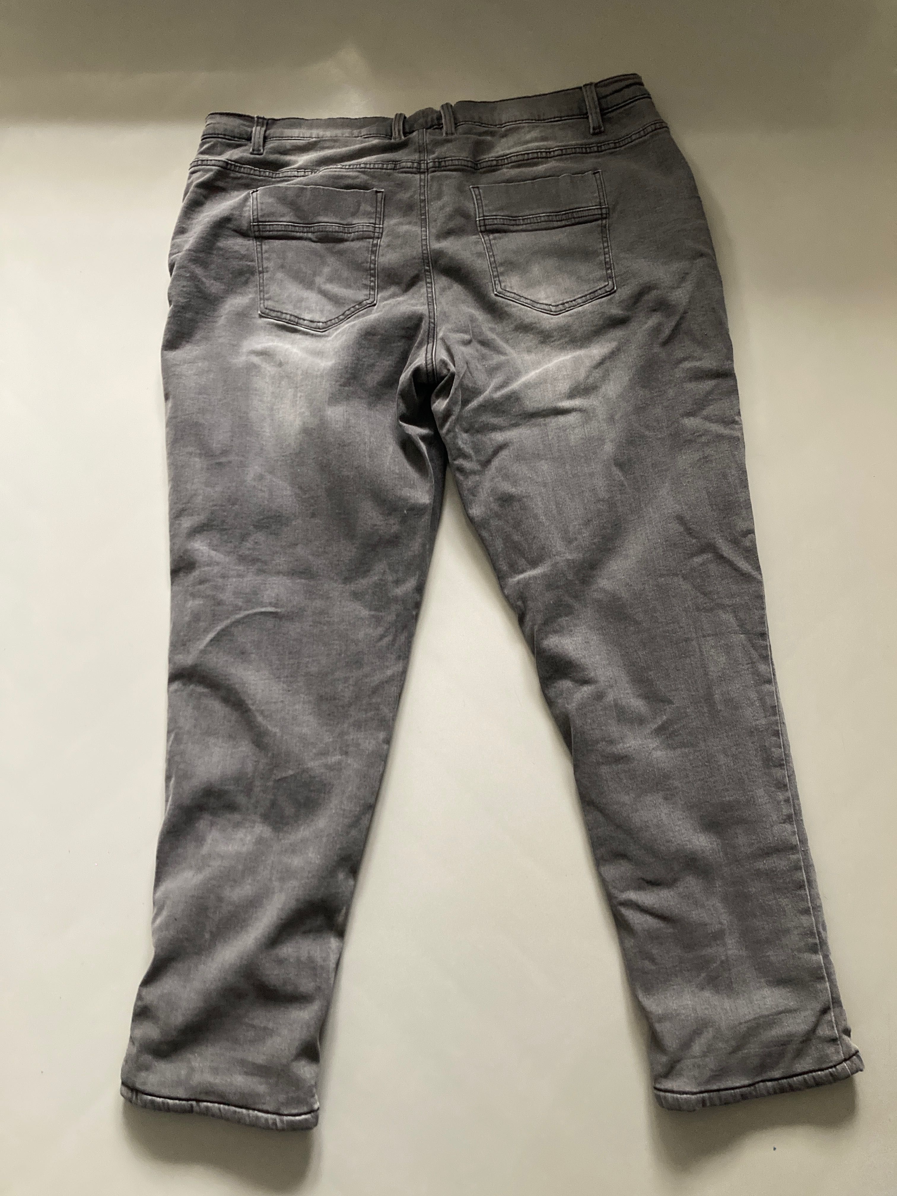 męskie Jeansy zimowe grube ocieplane Spodnie Szare Rozciągliwe 44 XL