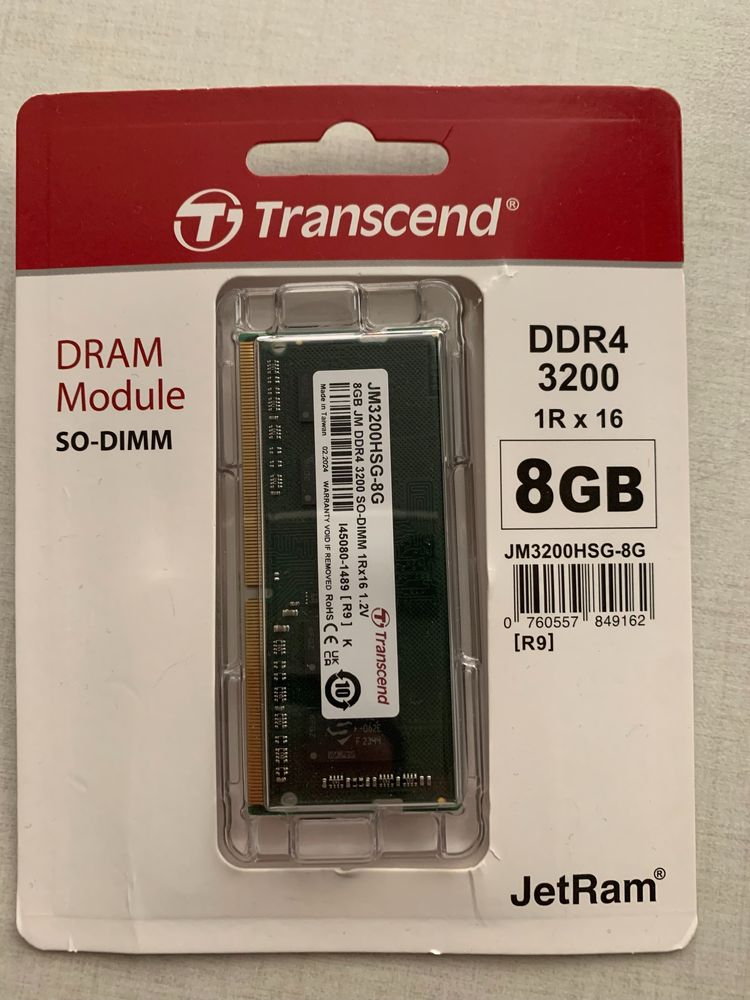 Карта памяʼті для ноутбука Transcend 8 GB SO-DIMM DDR4