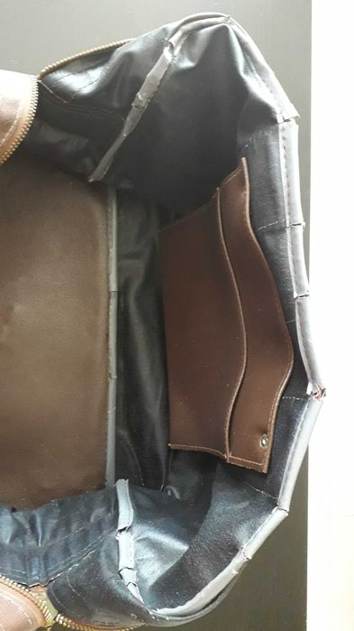 Torba podróżna vintage w kratę z okresu PRL