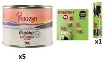 Purizon organic wołowina karma dla kota 5x200g + Cosma Snackies 23g