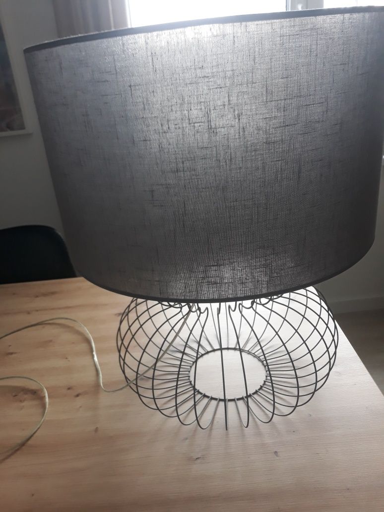 Lampa stołowa loft,  metalową, szara, duża