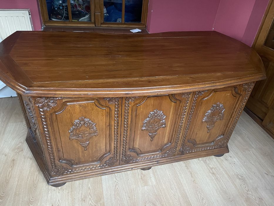 Biurko duże dębowe lite drewno solidne efektowne vintage