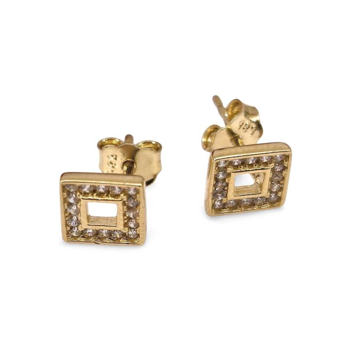 OLŚNIEWAJĄCE ZŁOTE KOLCZYKI kwadraty z cyrkoniami 1,09G 585