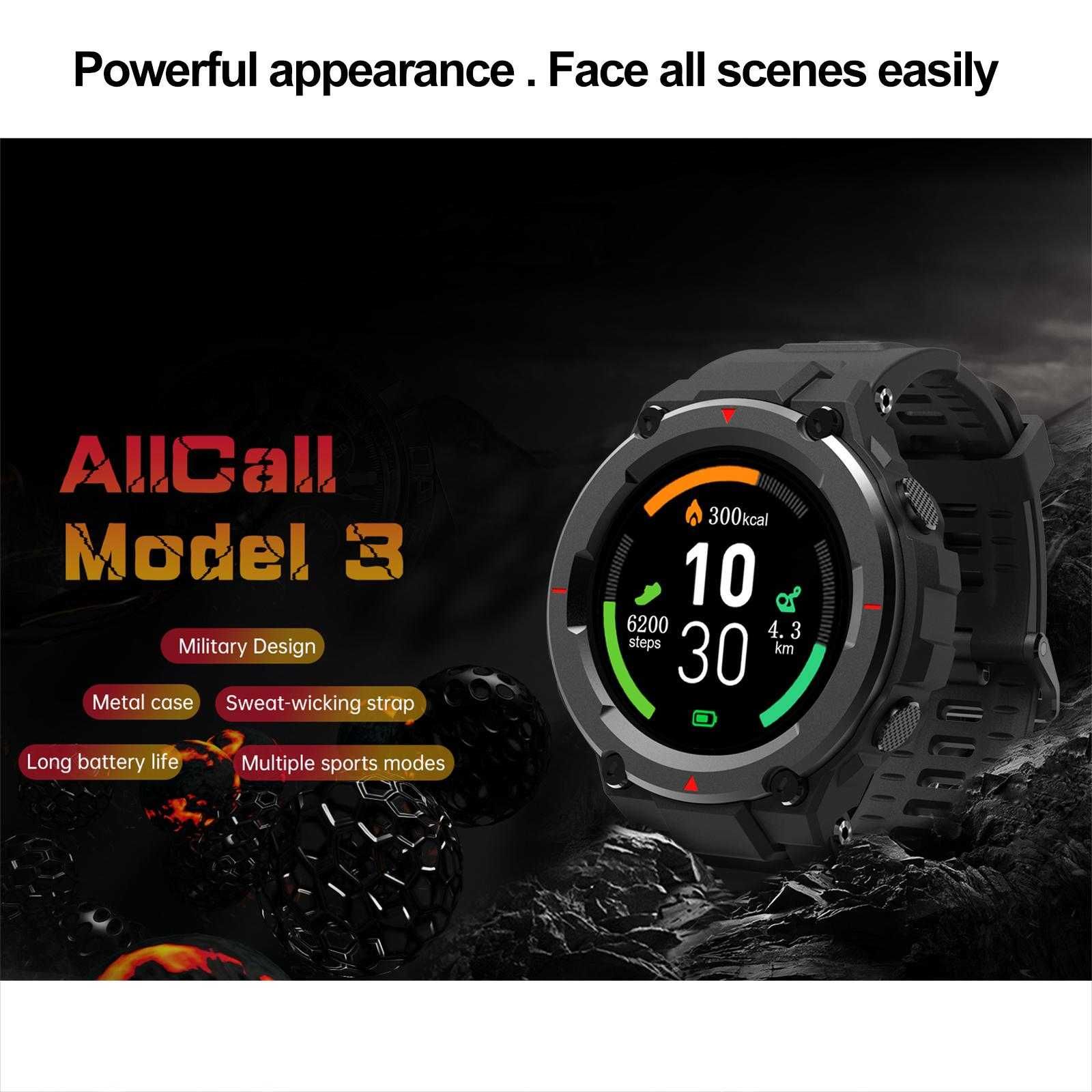 SmartWatch AllCall Model 3 tętno ciśnienie kroki dystans kalorie PL.